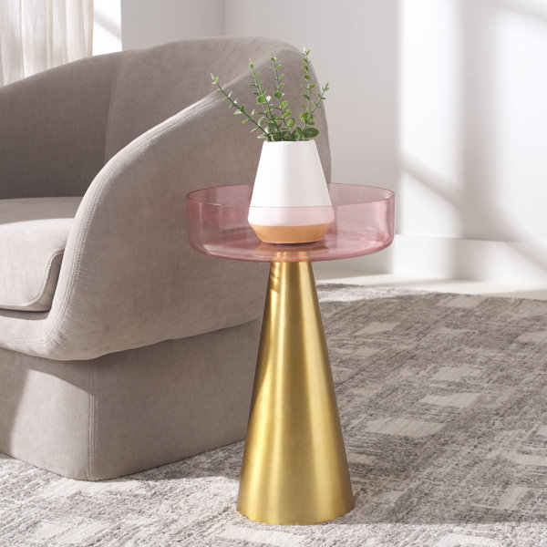 Willa Arlo Interiors Hoboken Glass Pedestal End Table Wayfair